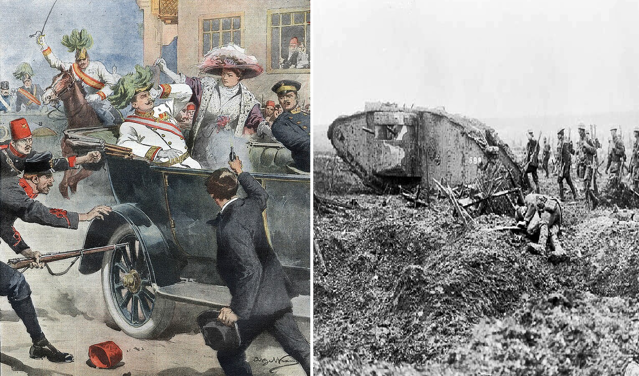 28 iulie 1914 – Începe Primul Război Mondial. 20 milioane de oameni au fost ucişi în ,,Marele Război care trebuia să pună capăt tuturor războaielor”