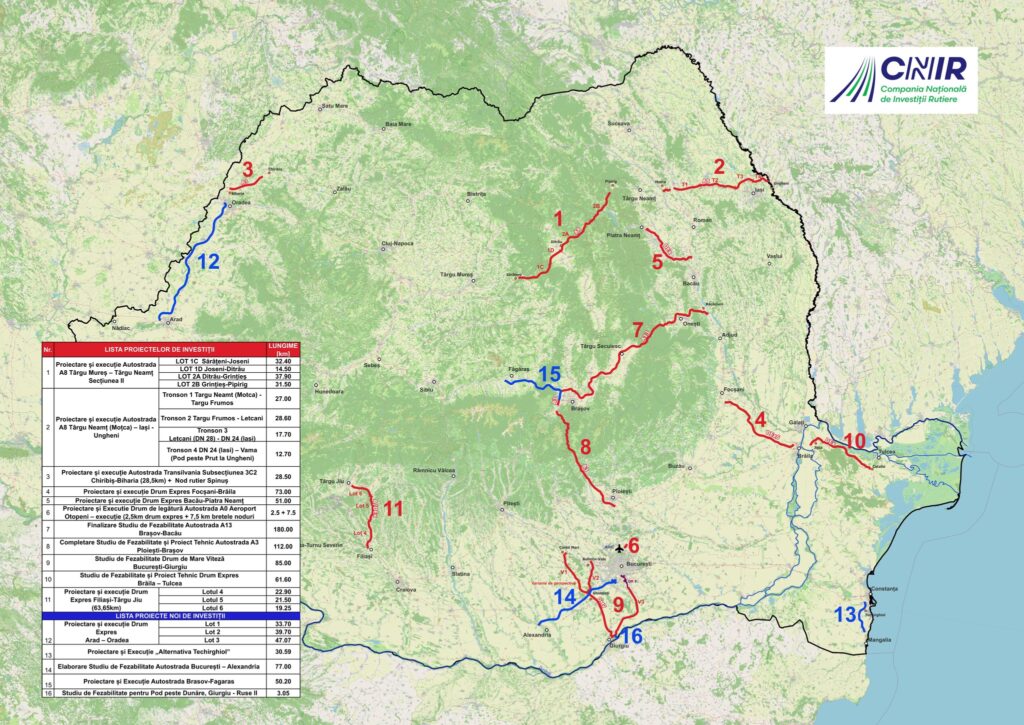Cinci proiecte majore noi de infrastructură rutieră, preluate de CNIR. Printre ele, autostrada Făgăraş-Braşov și drumul expres Arad-Oradea