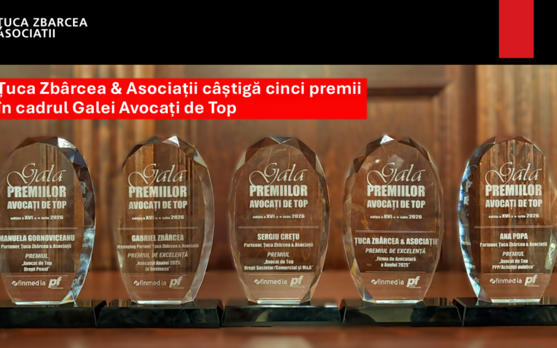 Țuca Zbârcea & Asociații câștigă cinci premii la Gala Avocați de Top