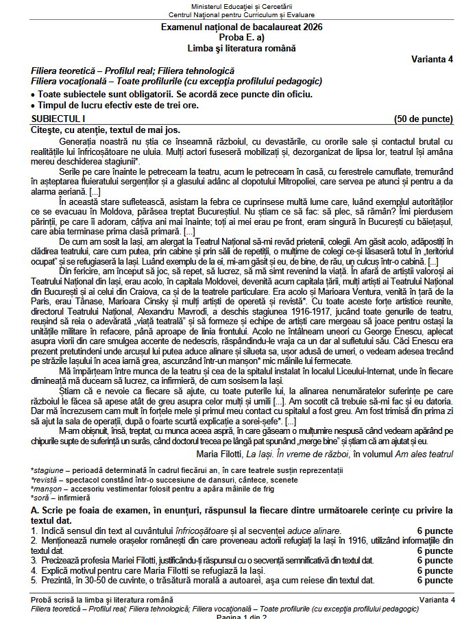 Bacalaureat 2026, sesiunea de toamnă. „Capcana” de la proba de Română: ce i-ar putea depuncta pe elevi